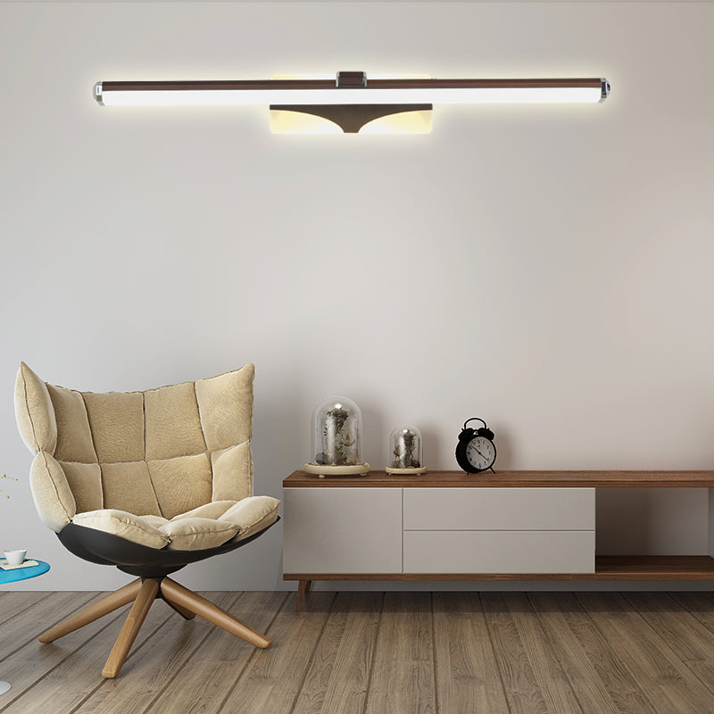 Brown Elongated Vanity Light Fixture Classic Metal LED Bathroom Sconce Lamp in White/Warm Light, 16.5"/23" Wide Clearhalo 'Vanity Lights' 'Wall Lights' Lighting' 218084