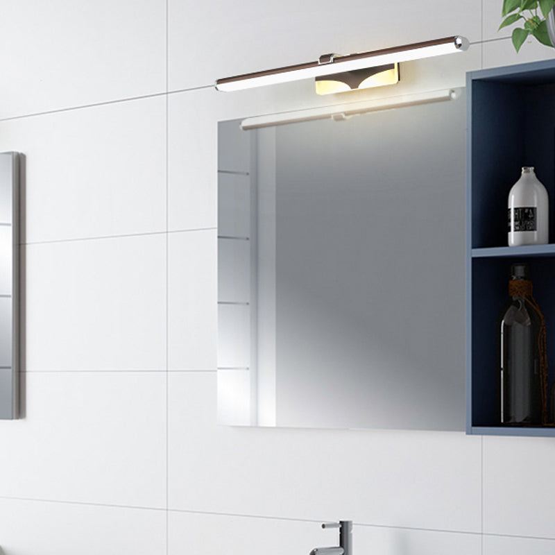 Brown Elongated Vanity Light Fixture Classic Metal LED Bathroom Sconce Lamp in White/Warm Light, 16.5"/23" Wide Clearhalo 'Vanity Lights' 'Wall Lights' Lighting' 218085