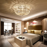 14"/19.5" W Bowl Shade Crystal Prisms Flush Mount Modern Stylish 3/6 Lights Clear Finish Ceiling Light Fixture Clearhalo 'Ceiling Lights' 'Close To Ceiling Lights' 'Close to ceiling' 'Flush mount' Lighting' 2181629