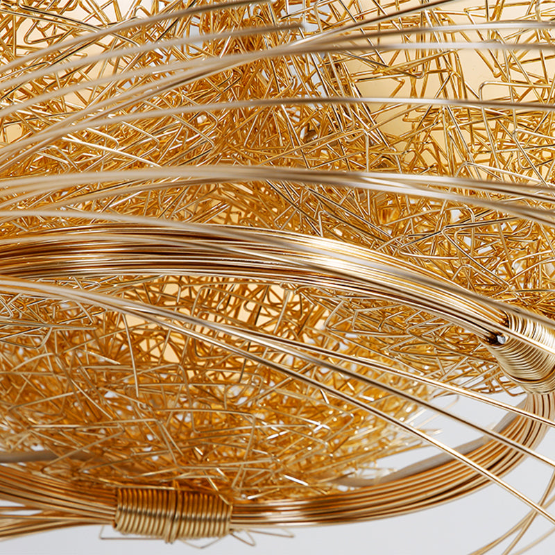 Egg Shaped Chandelier Pendant Art Deco White Glass 3-Light Hanging Ceiling Lamp in Brass with Aluminum Nest Clearhalo 'Ceiling Lights' 'Chandeliers' Lighting' options 218163