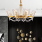 Simplicity Beaded Pendant Chandelier Crystal 6/8 Heads Living Room Hanging Lamp Kit in Brass with Panel Shade Clearhalo 'Ceiling Lights' 'Chandeliers' 'Industrial Chandeliers' 'Industrial' 'Middle Century Chandeliers' 'Tiffany' Lighting' 2181648