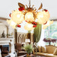 Sputnik Frosted Glass Chandelier Light Korean Flower 4/6/9-Head Living Room Drop Lamp in Beige 6 Beige Clearhalo 'Ceiling Lights' 'Chandeliers' Lighting' options 2181758_70300fb1-4352-48a2-b253-daec3ababc28