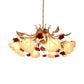 Sputnik Frosted Glass Chandelier Light Korean Flower 4/6/9-Head Living Room Drop Lamp in Beige Clearhalo 'Ceiling Lights' 'Chandeliers' Lighting' options 2181764