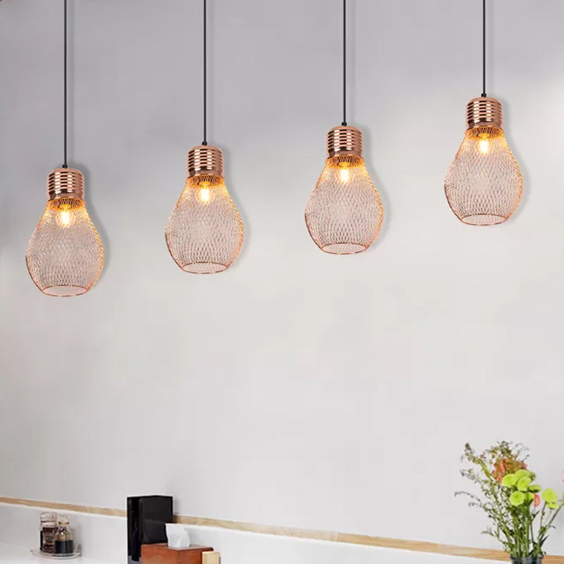 Vintage Bulb Cage Suspension Light 1 Light Iron Pendant Lighting Fixture in Rose Gold for Restaurant Clearhalo 'Art Deco Pendants' 'Cast Iron' 'Ceiling Lights' 'Ceramic' 'Crystal' 'Industrial Pendants' 'Industrial' 'Metal' 'Middle Century Pendants' 'Pendant Lights' 'Pendants' 'Tiffany' Lighting' 2181811