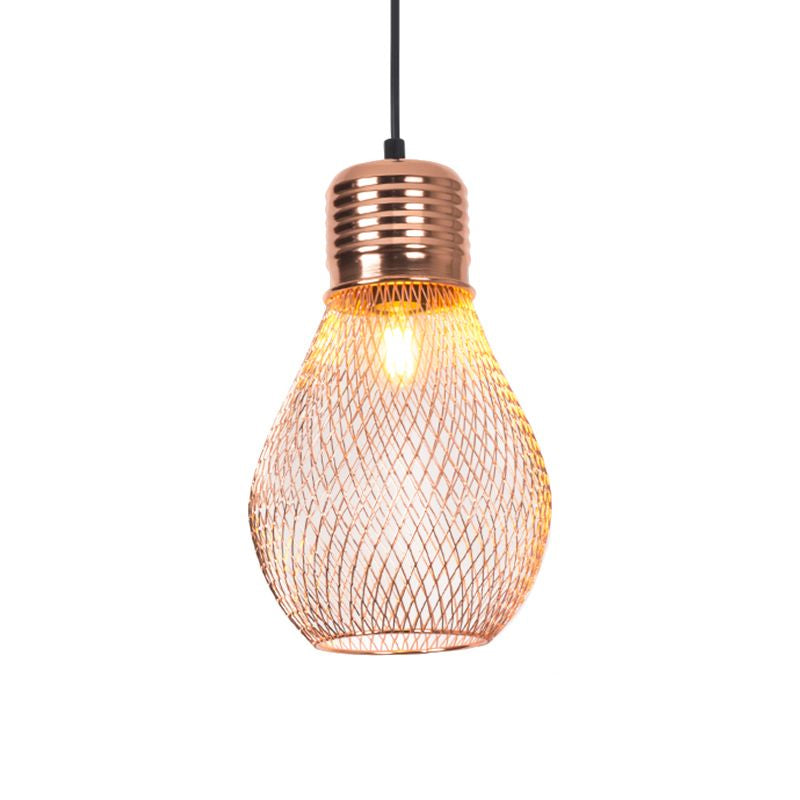 Vintage Bulb Cage Suspension Light 1 Light Iron Pendant Lighting Fixture in Rose Gold for Restaurant Clearhalo 'Art Deco Pendants' 'Cast Iron' 'Ceiling Lights' 'Ceramic' 'Crystal' 'Industrial Pendants' 'Industrial' 'Metal' 'Middle Century Pendants' 'Pendant Lights' 'Pendants' 'Tiffany' Lighting' 2181812