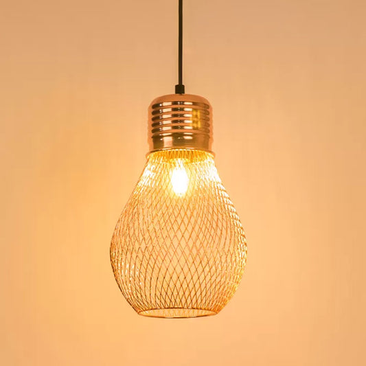 Vintage Bulb Cage Suspension Light 1 Light Iron Pendant Lighting Fixture in Rose Gold for Restaurant Clearhalo 'Art Deco Pendants' 'Cast Iron' 'Ceiling Lights' 'Ceramic' 'Crystal' 'Industrial Pendants' 'Industrial' 'Metal' 'Middle Century Pendants' 'Pendant Lights' 'Pendants' 'Tiffany' Lighting' 2181813