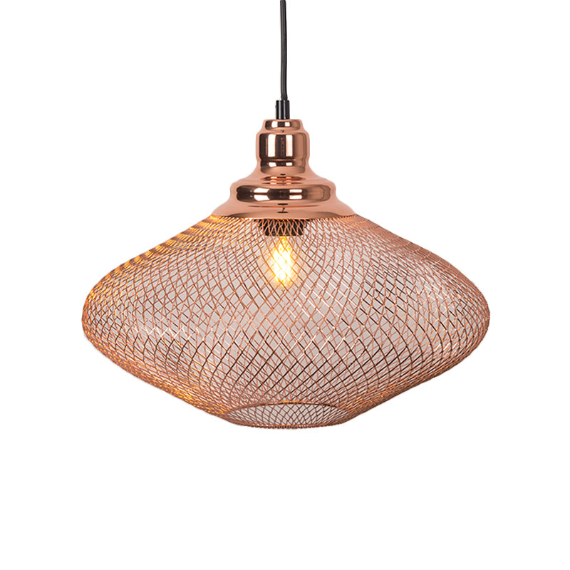 1 Bulb Globe/Dome Cage Pendant Lamp Industrial Rose Gold Finish Metal Down Lighting for Dining Room Clearhalo 'Art Deco Pendants' 'Cast Iron' 'Ceiling Lights' 'Ceramic' 'Crystal' 'Industrial Pendants' 'Industrial' 'Metal' 'Middle Century Pendants' 'Pendant Lights' 'Pendants' 'Tiffany' Lighting' 2181826