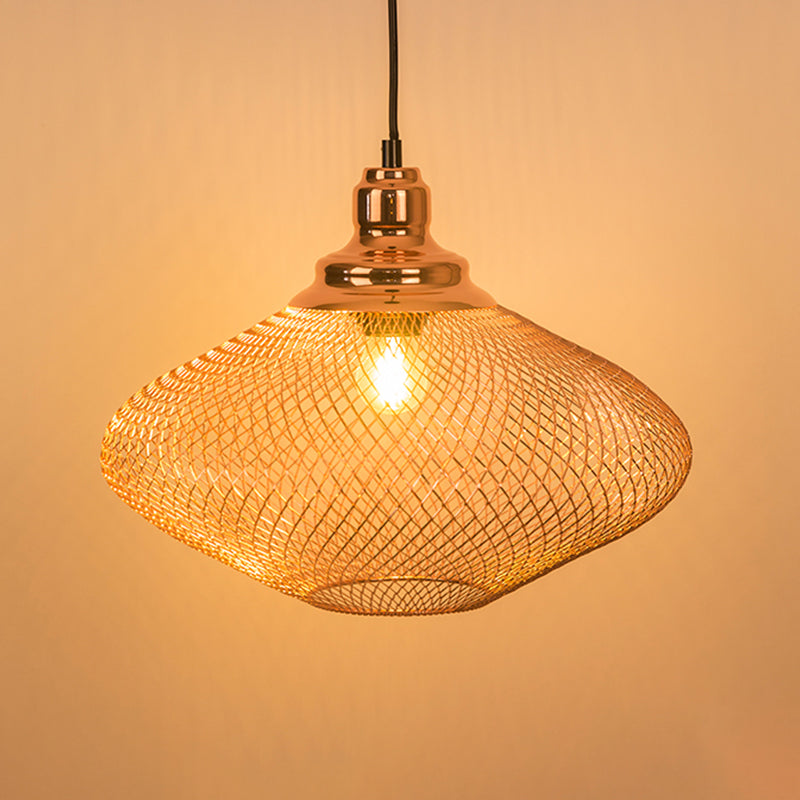 1 Bulb Globe/Dome Cage Pendant Lamp Industrial Rose Gold Finish Metal Down Lighting for Dining Room Clearhalo 'Art Deco Pendants' 'Cast Iron' 'Ceiling Lights' 'Ceramic' 'Crystal' 'Industrial Pendants' 'Industrial' 'Metal' 'Middle Century Pendants' 'Pendant Lights' 'Pendants' 'Tiffany' Lighting' 2181827