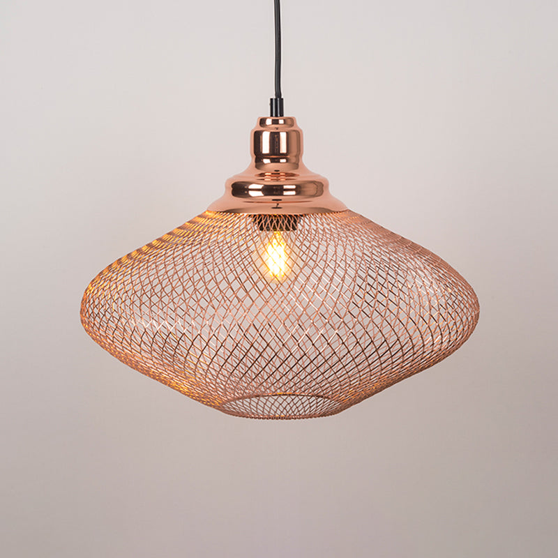 1 Bulb Globe/Dome Cage Pendant Lamp Industrial Rose Gold Finish Metal Down Lighting for Dining Room Clearhalo 'Art Deco Pendants' 'Cast Iron' 'Ceiling Lights' 'Ceramic' 'Crystal' 'Industrial Pendants' 'Industrial' 'Metal' 'Middle Century Pendants' 'Pendant Lights' 'Pendants' 'Tiffany' Lighting' 2181828