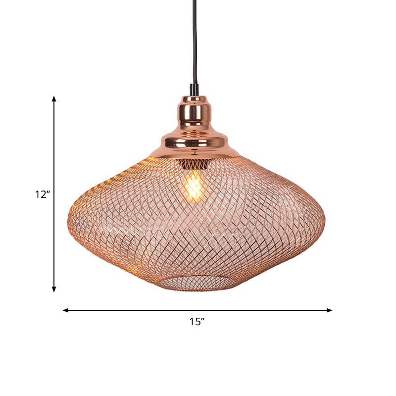 1 Bulb Globe/Dome Cage Pendant Lamp Industrial Rose Gold Finish Metal Down Lighting for Dining Room Clearhalo 'Art Deco Pendants' 'Cast Iron' 'Ceiling Lights' 'Ceramic' 'Crystal' 'Industrial Pendants' 'Industrial' 'Metal' 'Middle Century Pendants' 'Pendant Lights' 'Pendants' 'Tiffany' Lighting' 2181829