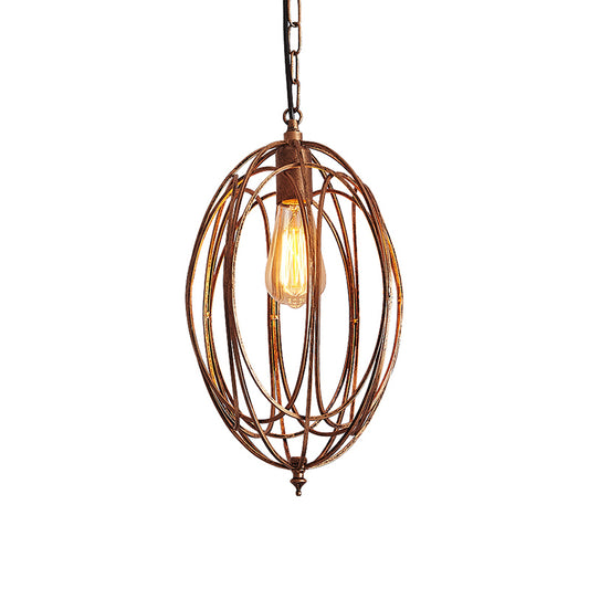 1 Head Metallic Drop Pendant Factory Gold Finish Oval Cage Dining Room Hanging Lamp Kit Clearhalo 'Art Deco Pendants' 'Cast Iron' 'Ceiling Lights' 'Ceramic' 'Crystal' 'Industrial Pendants' 'Industrial' 'Metal' 'Middle Century Pendants' 'Pendant Lights' 'Pendants' 'Tiffany' Lighting' 2181836