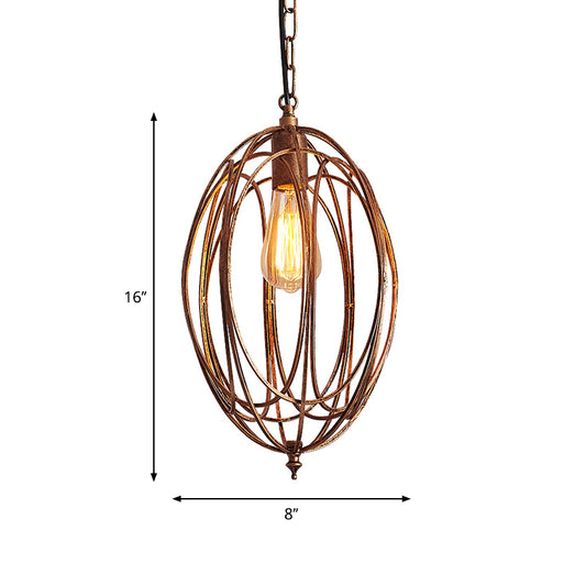 1 Head Metallic Drop Pendant Factory Gold Finish Oval Cage Dining Room Hanging Lamp Kit Clearhalo 'Art Deco Pendants' 'Cast Iron' 'Ceiling Lights' 'Ceramic' 'Crystal' 'Industrial Pendants' 'Industrial' 'Metal' 'Middle Century Pendants' 'Pendant Lights' 'Pendants' 'Tiffany' Lighting' 2181837