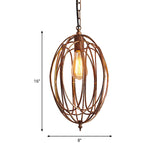 1 Head Metallic Drop Pendant Factory Gold Finish Oval Cage Dining Room Hanging Lamp Kit Clearhalo 'Art Deco Pendants' 'Cast Iron' 'Ceiling Lights' 'Ceramic' 'Crystal' 'Industrial Pendants' 'Industrial' 'Metal' 'Middle Century Pendants' 'Pendant Lights' 'Pendants' 'Tiffany' Lighting' 2181837