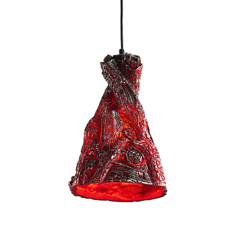 Yellow/Red 1 Light Hanging Pendant Light Warehouse Resin Conic Ceiling Lighting Fixture for Restaurant Clearhalo 'Ceiling Lights' 'Pendant Lights' 'Pendants' Lighting' 2181847