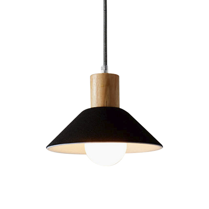 Felt Black/Grey Hanging Light Fixture Conical 1 Head Warehouse Pendant with Wooden Cap for Dining Room Clearhalo 'Art Deco Pendants' 'Black' 'Cast Iron' 'Ceiling Lights' 'Ceramic' 'Crystal' 'Industrial Pendants' 'Industrial' 'Metal' 'Middle Century Pendants' 'Pendant Lights' 'Pendants' 'Rustic Pendants' 'Tiffany' Lighting' 2181869