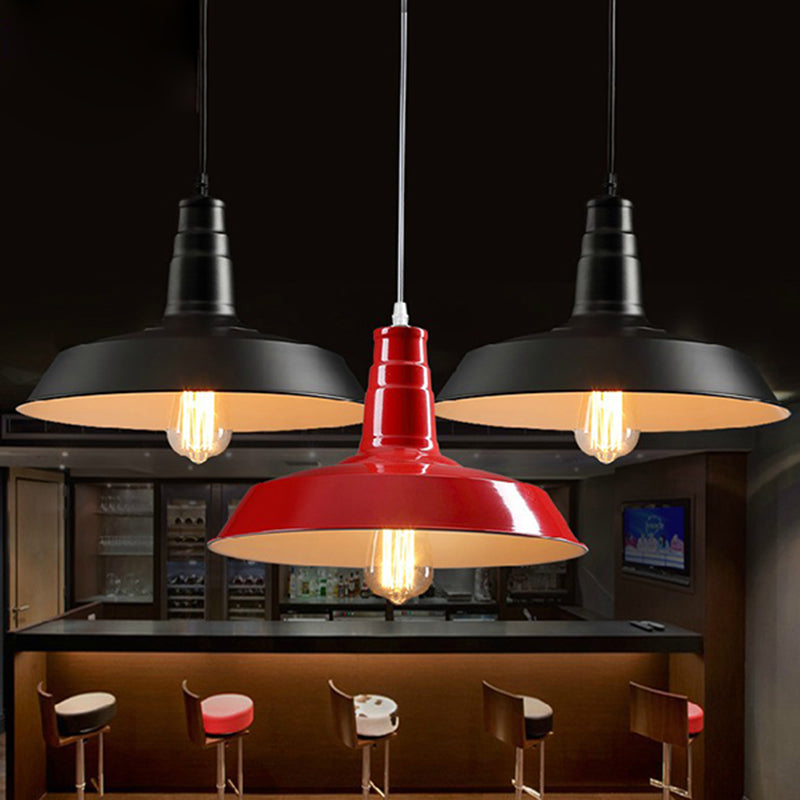 10"/14" W Vintage Barn Pendant Lamp 1 Bulb Aluminum Ceiling Fixture in Black/White/Red for Dining Room Black Clearhalo 'Art Deco Pendants' 'Black' 'Cast Iron' 'Ceiling Lights' 'Ceramic' 'Crystal' 'Industrial Pendants' 'Industrial' 'Metal' 'Middle Century Pendants' 'Pendant Lights' 'Pendants' 'Rustic Pendants' 'Tiffany' Lighting' 2181878