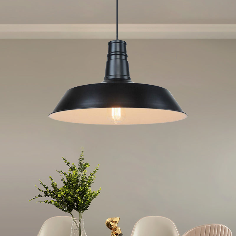 10"/14" W Vintage Barn Pendant Lamp 1 Bulb Aluminum Ceiling Fixture in Black/White/Red for Dining Room Clearhalo 'Art Deco Pendants' 'Black' 'Cast Iron' 'Ceiling Lights' 'Ceramic' 'Crystal' 'Industrial Pendants' 'Industrial' 'Metal' 'Middle Century Pendants' 'Pendant Lights' 'Pendants' 'Rustic Pendants' 'Tiffany' Lighting' 2181880