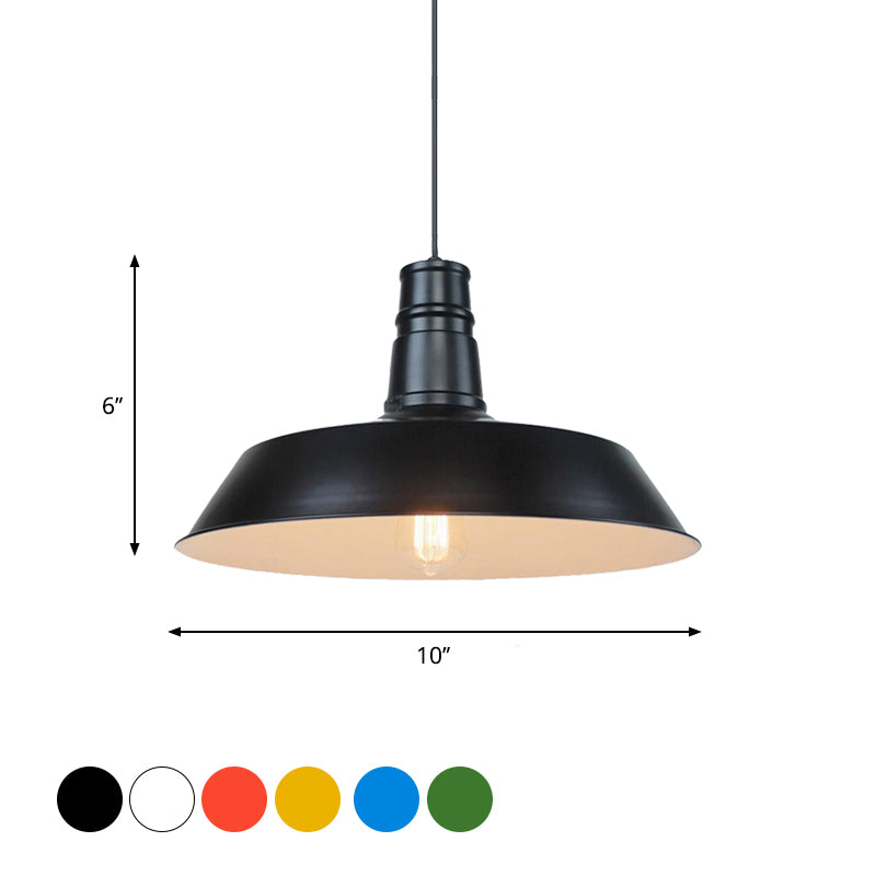 10"/14" W Vintage Barn Pendant Lamp 1 Bulb Aluminum Ceiling Fixture in Black/White/Red for Dining Room Clearhalo 'Art Deco Pendants' 'Black' 'Cast Iron' 'Ceiling Lights' 'Ceramic' 'Crystal' 'Industrial Pendants' 'Industrial' 'Metal' 'Middle Century Pendants' 'Pendant Lights' 'Pendants' 'Rustic Pendants' 'Tiffany' Lighting' 2181882