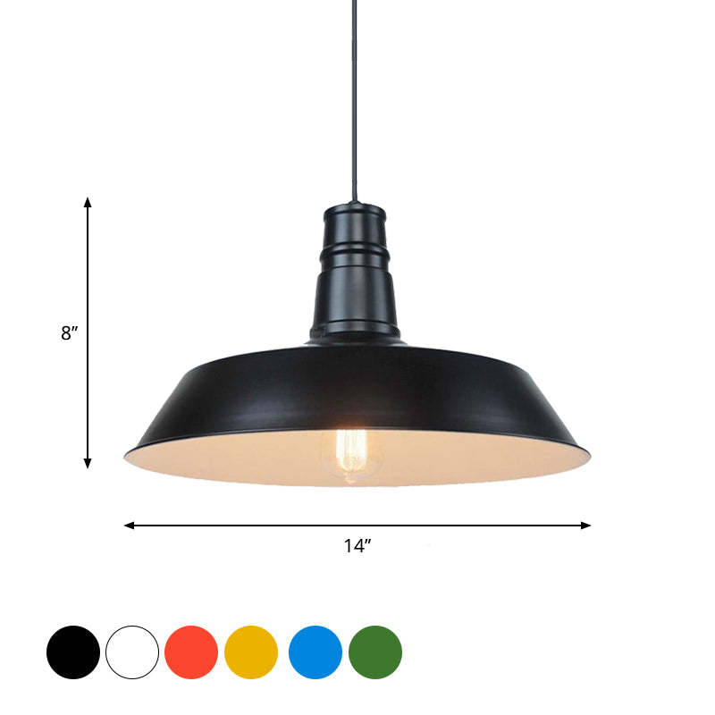 10"/14" W Vintage Barn Pendant Lamp 1 Bulb Aluminum Ceiling Fixture in Black/White/Red for Dining Room Clearhalo 'Art Deco Pendants' 'Black' 'Cast Iron' 'Ceiling Lights' 'Ceramic' 'Crystal' 'Industrial Pendants' 'Industrial' 'Metal' 'Middle Century Pendants' 'Pendant Lights' 'Pendants' 'Rustic Pendants' 'Tiffany' Lighting' 2181883
