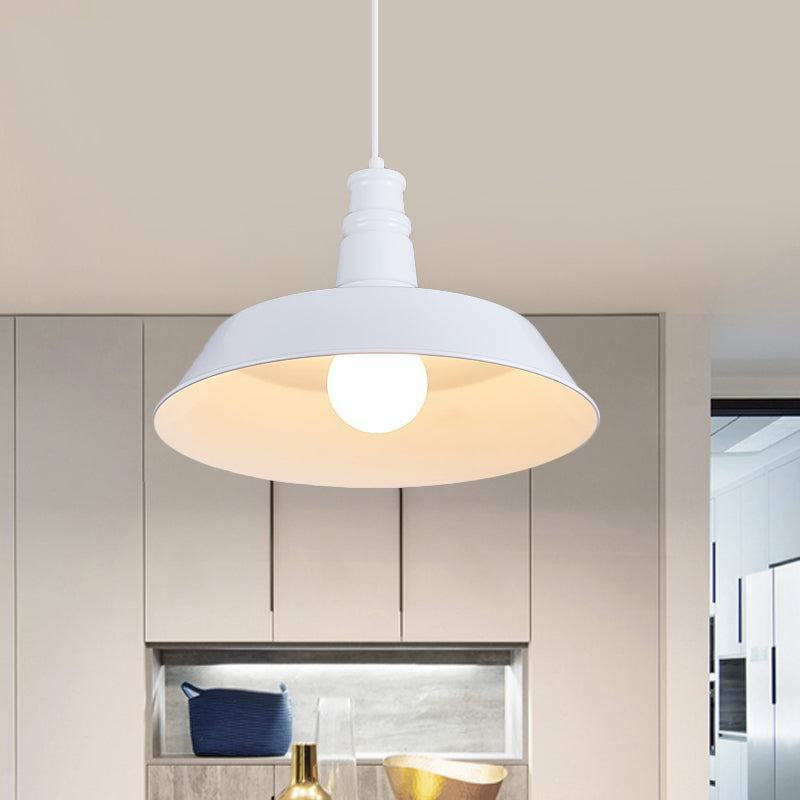 10"/14" W Vintage Barn Pendant Lamp 1 Bulb Aluminum Ceiling Fixture in Black/White/Red for Dining Room White Clearhalo 'Art Deco Pendants' 'Black' 'Cast Iron' 'Ceiling Lights' 'Ceramic' 'Crystal' 'Industrial Pendants' 'Industrial' 'Metal' 'Middle Century Pendants' 'Pendant Lights' 'Pendants' 'Rustic Pendants' 'Tiffany' Lighting' 2181885