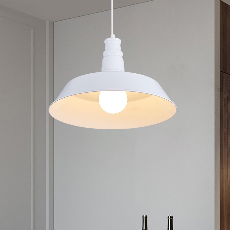 10"/14" W Vintage Barn Pendant Lamp 1 Bulb Aluminum Ceiling Fixture in Black/White/Red for Dining Room Clearhalo 'Art Deco Pendants' 'Black' 'Cast Iron' 'Ceiling Lights' 'Ceramic' 'Crystal' 'Industrial Pendants' 'Industrial' 'Metal' 'Middle Century Pendants' 'Pendant Lights' 'Pendants' 'Rustic Pendants' 'Tiffany' Lighting' 2181886