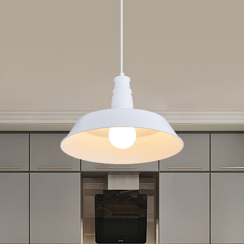 10"/14" W Vintage Barn Pendant Lamp 1 Bulb Aluminum Ceiling Fixture in Black/White/Red for Dining Room Clearhalo 'Art Deco Pendants' 'Black' 'Cast Iron' 'Ceiling Lights' 'Ceramic' 'Crystal' 'Industrial Pendants' 'Industrial' 'Metal' 'Middle Century Pendants' 'Pendant Lights' 'Pendants' 'Rustic Pendants' 'Tiffany' Lighting' 2181887