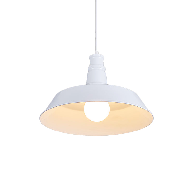 10"/14" W Vintage Barn Pendant Lamp 1 Bulb Aluminum Ceiling Fixture in Black/White/Red for Dining Room Clearhalo 'Art Deco Pendants' 'Black' 'Cast Iron' 'Ceiling Lights' 'Ceramic' 'Crystal' 'Industrial Pendants' 'Industrial' 'Metal' 'Middle Century Pendants' 'Pendant Lights' 'Pendants' 'Rustic Pendants' 'Tiffany' Lighting' 2181888