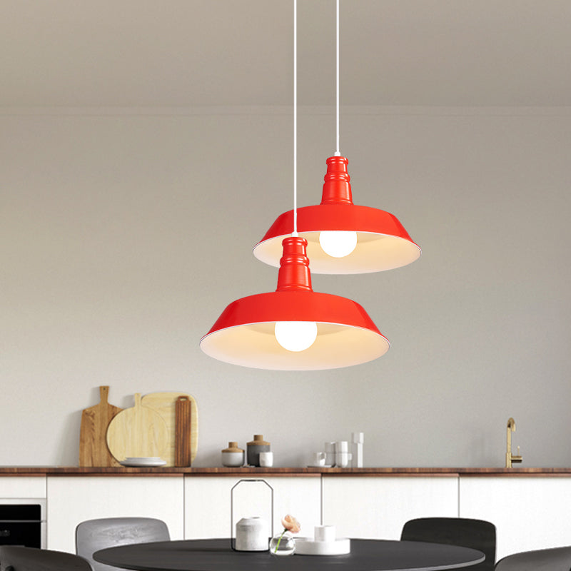 10"/14" W Vintage Barn Pendant Lamp 1 Bulb Aluminum Ceiling Fixture in Black/White/Red for Dining Room Clearhalo 'Art Deco Pendants' 'Black' 'Cast Iron' 'Ceiling Lights' 'Ceramic' 'Crystal' 'Industrial Pendants' 'Industrial' 'Metal' 'Middle Century Pendants' 'Pendant Lights' 'Pendants' 'Rustic Pendants' 'Tiffany' Lighting' 2181890