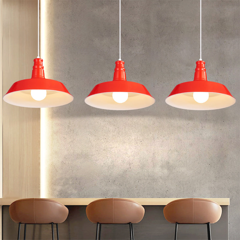 10"/14" W Vintage Barn Pendant Lamp 1 Bulb Aluminum Ceiling Fixture in Black/White/Red for Dining Room Clearhalo 'Art Deco Pendants' 'Black' 'Cast Iron' 'Ceiling Lights' 'Ceramic' 'Crystal' 'Industrial Pendants' 'Industrial' 'Metal' 'Middle Century Pendants' 'Pendant Lights' 'Pendants' 'Rustic Pendants' 'Tiffany' Lighting' 2181891