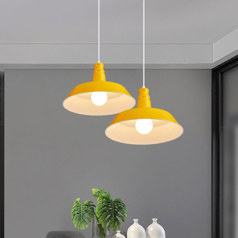 10"/14" W Vintage Barn Pendant Lamp 1 Bulb Aluminum Ceiling Fixture in Black/White/Red for Dining Room Yellow Clearhalo 'Art Deco Pendants' 'Black' 'Cast Iron' 'Ceiling Lights' 'Ceramic' 'Crystal' 'Industrial Pendants' 'Industrial' 'Metal' 'Middle Century Pendants' 'Pendant Lights' 'Pendants' 'Rustic Pendants' 'Tiffany' Lighting' 2181893