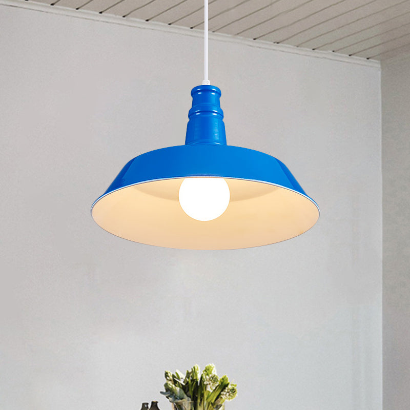 10"/14" W Vintage Barn Pendant Lamp 1 Bulb Aluminum Ceiling Fixture in Black/White/Red for Dining Room Blue Clearhalo 'Art Deco Pendants' 'Black' 'Cast Iron' 'Ceiling Lights' 'Ceramic' 'Crystal' 'Industrial Pendants' 'Industrial' 'Metal' 'Middle Century Pendants' 'Pendant Lights' 'Pendants' 'Rustic Pendants' 'Tiffany' Lighting' 2181897