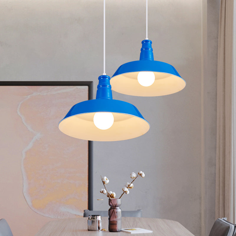 10"/14" W Vintage Barn Pendant Lamp 1 Bulb Aluminum Ceiling Fixture in Black/White/Red for Dining Room Clearhalo 'Art Deco Pendants' 'Black' 'Cast Iron' 'Ceiling Lights' 'Ceramic' 'Crystal' 'Industrial Pendants' 'Industrial' 'Metal' 'Middle Century Pendants' 'Pendant Lights' 'Pendants' 'Rustic Pendants' 'Tiffany' Lighting' 2181899