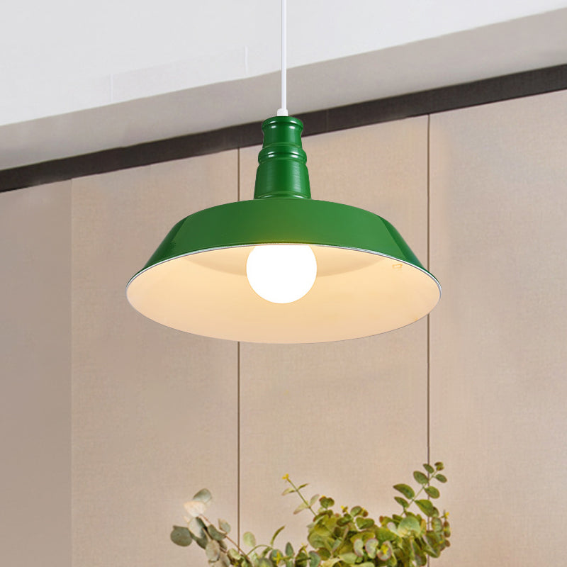 10"/14" W Vintage Barn Pendant Lamp 1 Bulb Aluminum Ceiling Fixture in Black/White/Red for Dining Room Green Clearhalo 'Art Deco Pendants' 'Black' 'Cast Iron' 'Ceiling Lights' 'Ceramic' 'Crystal' 'Industrial Pendants' 'Industrial' 'Metal' 'Middle Century Pendants' 'Pendant Lights' 'Pendants' 'Rustic Pendants' 'Tiffany' Lighting' 2181901