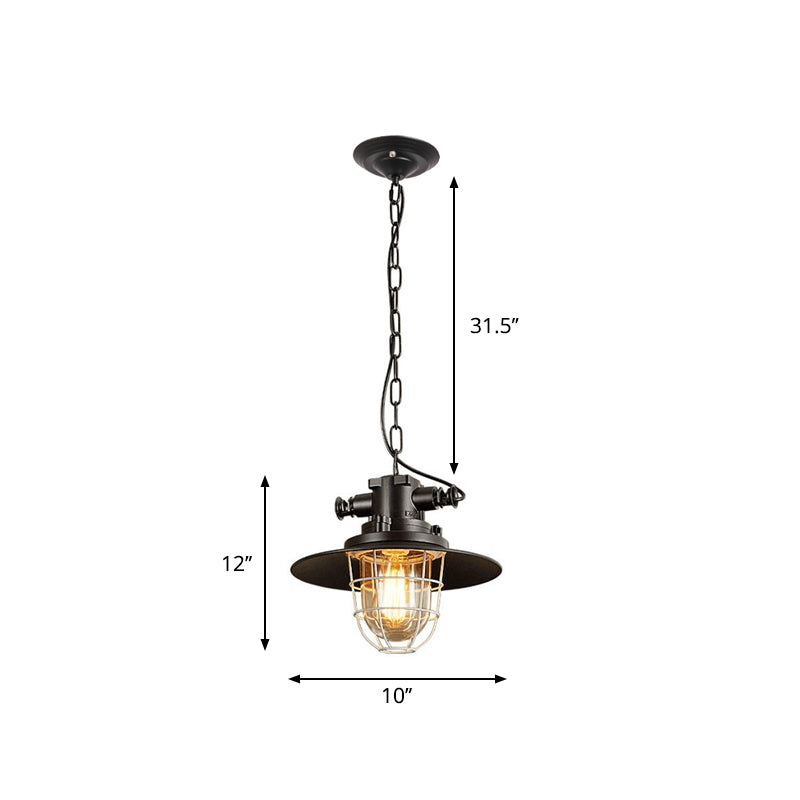 1-Head Wire Cage Pendant Light Industrial Black Metal Suspension Lamp with Clear Glass Shade Clearhalo 'Art Deco Pendants' 'Black' 'Cast Iron' 'Ceiling Lights' 'Ceramic' 'Crystal' 'Industrial Pendants' 'Industrial' 'Metal' 'Middle Century Pendants' 'Pendant Lights' 'Pendants' 'Rustic Pendants' 'Tiffany' Lighting' 2181910