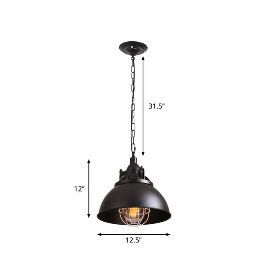 1 Head Metal Pendant Lighting Factory Black Domed Living Room Hanging Ceiling Light with Clear Glass Shade Clearhalo 'Art Deco Pendants' 'Black' 'Cast Iron' 'Ceiling Lights' 'Ceramic' 'Crystal' 'Industrial Pendants' 'Industrial' 'Metal' 'Middle Century Pendants' 'Pendant Lights' 'Pendants' 'Rustic Pendants' 'Tiffany' Lighting' 2181912