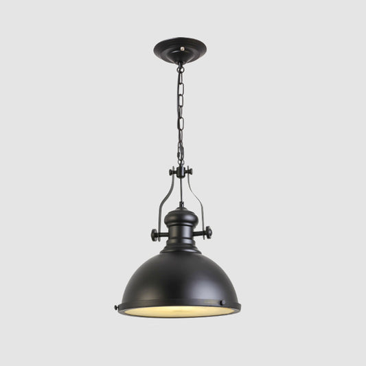 1-Bulb Pendant Warehouse Dining Room Hanging Light Fixture with Dome Metallic Shade in Black Clearhalo 'Art Deco Pendants' 'Black' 'Cast Iron' 'Ceiling Lights' 'Ceramic' 'Crystal' 'Industrial Pendants' 'Industrial' 'Metal' 'Middle Century Pendants' 'Pendant Lights' 'Pendants' 'Rustic Pendants' 'Tiffany' Lighting' 2181916