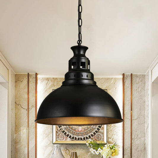 Black/Brass 1-Light Hanging Light Fixture Loft Style Metallic Dome Shade Ceiling Pendant for Dining Room Clearhalo 'Art Deco Pendants' 'Black' 'Cast Iron' 'Ceiling Lights' 'Ceramic' 'Crystal' 'Industrial Pendants' 'Industrial' 'Metal' 'Middle Century Pendants' 'Pendant Lights' 'Pendants' 'Rustic Pendants' 'Tiffany' Lighting' 2181930