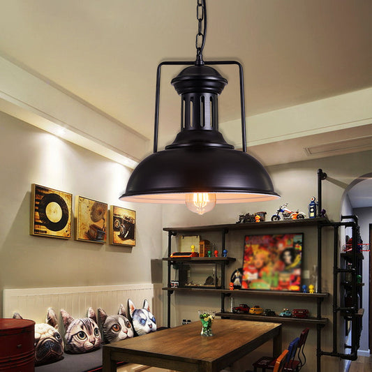 Iron Black Ceiling Pendant Bowl Shade 1-Head Industrial Style Hanging Lighting for Dining Room, 12.5"/16.5" Wide Black Clearhalo 'Art Deco Pendants' 'Black' 'Cast Iron' 'Ceiling Lights' 'Ceramic' 'Crystal' 'Industrial Pendants' 'Industrial' 'Metal' 'Middle Century Pendants' 'Pendant Lights' 'Pendants' 'Rustic Pendants' 'Tiffany' Lighting' 2181950