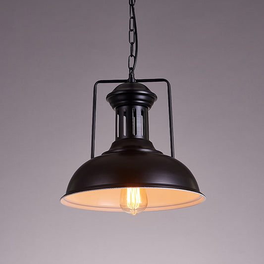 Iron Black Ceiling Pendant Bowl Shade 1-Head Industrial Style Hanging Lighting for Dining Room, 12.5"/16.5" Wide Clearhalo 'Art Deco Pendants' 'Black' 'Cast Iron' 'Ceiling Lights' 'Ceramic' 'Crystal' 'Industrial Pendants' 'Industrial' 'Metal' 'Middle Century Pendants' 'Pendant Lights' 'Pendants' 'Rustic Pendants' 'Tiffany' Lighting' 2181952