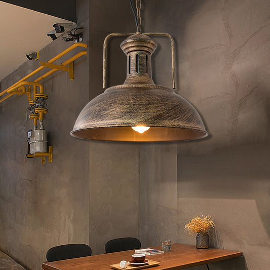 12.5"/16.5" W Metal Bowl Ceiling Lamp Factory Style 1 Bulb Restaurant Hanging Pendant Light in Rust/Bronze Clearhalo 'Art Deco Pendants' 'Cast Iron' 'Ceiling Lights' 'Ceramic' 'Crystal' 'Industrial Pendants' 'Industrial' 'Metal' 'Middle Century Pendants' 'Pendant Lights' 'Pendants' 'Tiffany' Lighting' 2181956