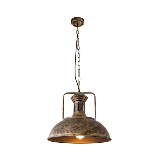 12.5"/16.5" W Metal Bowl Ceiling Lamp Factory Style 1 Bulb Restaurant Hanging Pendant Light in Rust/Bronze Clearhalo 'Art Deco Pendants' 'Cast Iron' 'Ceiling Lights' 'Ceramic' 'Crystal' 'Industrial Pendants' 'Industrial' 'Metal' 'Middle Century Pendants' 'Pendant Lights' 'Pendants' 'Tiffany' Lighting' 2181957