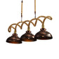 3 Lights Dome Island Light Vintage Rust Finish Metallic Hanging Lamp Kit with Twist Rope Cord Clearhalo 'Ceiling Lights' 'Island Lights' Lighting' 2181971