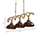 3 Lights Dome Island Light Vintage Rust Finish Metallic Hanging Lamp Kit with Twist Rope Cord Clearhalo 'Ceiling Lights' 'Island Lights' Lighting' 2181972