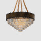 Simplicity 6/12-Bulb Hanging Chandelier Black and Gold Conic Pendant Light Fixture with Clear Crystal Block Shade Clearhalo 'Ceiling Lights' 'Chandeliers' 'Modern Chandeliers' 'Modern' Lighting' 2182117