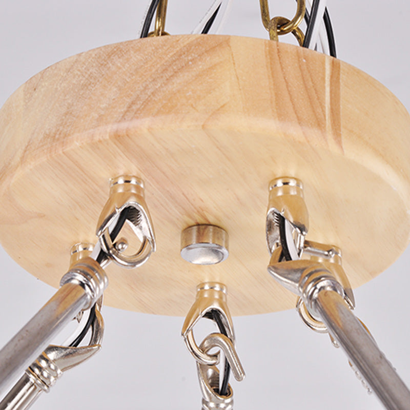 3/5 Bulbs Spiral Chandelier Nordic Frosted Glass Hanging Pendant Light with Wood Circle Shade Clearhalo 'Ceiling Lights' 'Chandeliers' 'Close To Ceiling Lights' 'Glass shade' 'Glass' Lighting' 218242