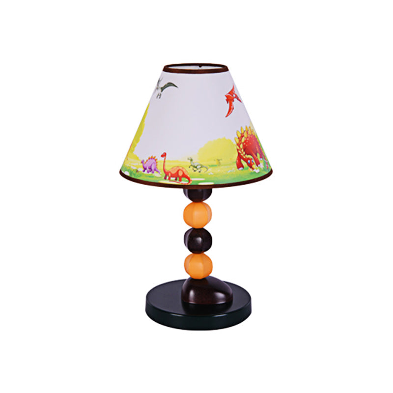 White Conic Shade Table Lighting Cartoon Stylish 1 Light Fabric and Metal Table Lamp with Rudder/Dinosaur Pattern Clearhalo 'Lamps' 'Table Lamps' Lighting' 218252
