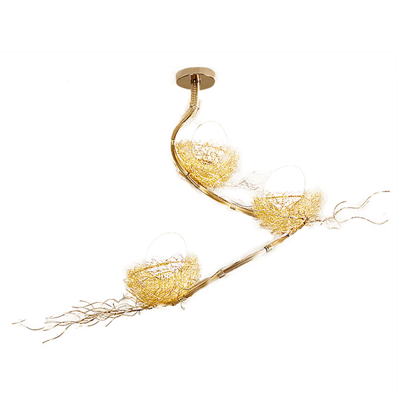 1/2/3 Lights Living Room Chandelier Artistry Golden Pendant Light Fixture with Egg Matte White Glass Shade Clearhalo 'Ceiling Lights' 'Chandeliers' Lighting' options 218280