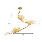 1/2/3 Lights Living Room Chandelier Artistry Golden Pendant Light Fixture with Egg Matte White Glass Shade Clearhalo 'Ceiling Lights' 'Chandeliers' Lighting' options 218281