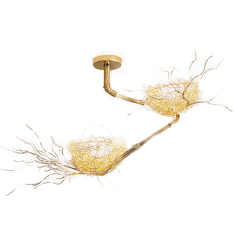 1/2/3 Lights Living Room Chandelier Artistry Golden Pendant Light Fixture with Egg Matte White Glass Shade Clearhalo 'Ceiling Lights' 'Chandeliers' Lighting' options 218285