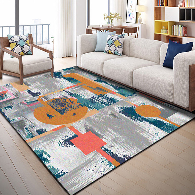 Multi Color Geometric Graphic Rug Polypropylene Novelty Rug Machine Washable Anti-Slip Stain Resistant Rug for Great Room Gray-Blue Clearhalo 'Area Rug' 'Rug' 2183528